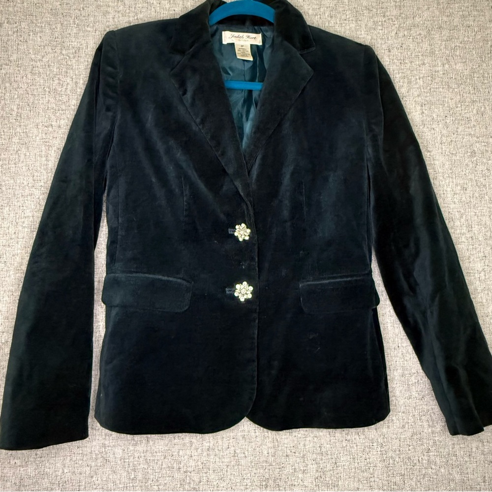 Elegant Dark Green Velvet Blazer
